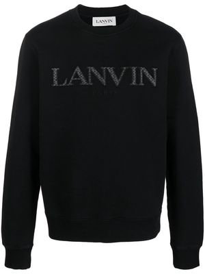 Lanvin pre-owned logo-embroidered cotton sweatshirt - Black