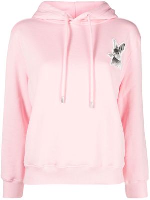 Lanvin rabbit-embroidered drawstring hoodie - Pink
