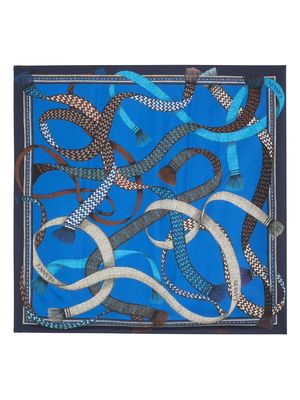 Lanvin ribbon-print silk scarf - Blue