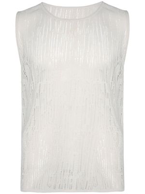 Lanvin round-neck open-knit tank top - White