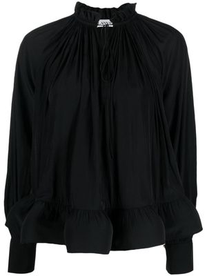 Lanvin ruffle-hem pleated blouse - Black