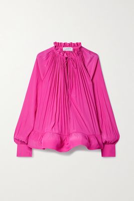 Lanvin - Ruffled Gathered Voile Blouse - Pink