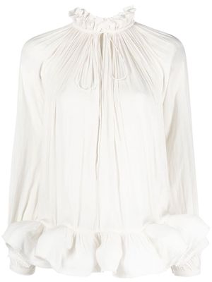Lanvin ruffled pleated blouse - Neutrals