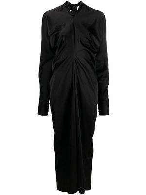 Lanvin satin draped midi dress - Black