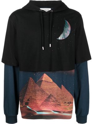 Lanvin sci-fi print layered hoodie - Black