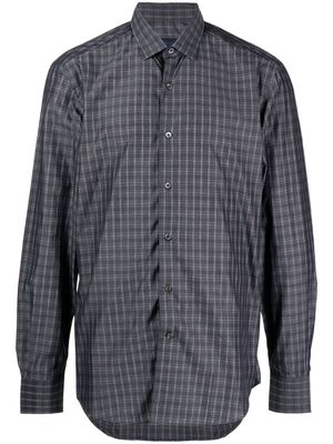 Lanvin spread-collar plaid cotton shirt - Blue