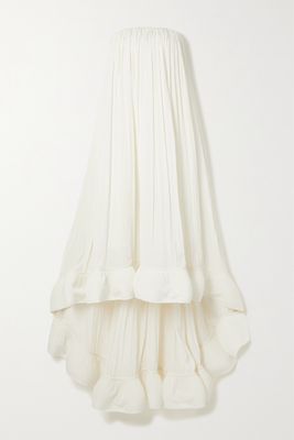Lanvin - Strapless Ruffled Chiffon Gown - Off-white