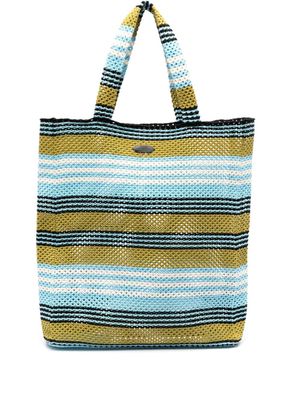 Lanvin striped crochet cotton tote bag - Blue