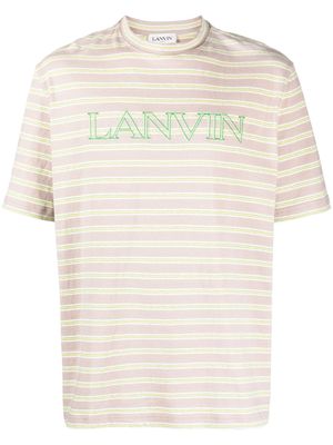 Lanvin striped logo-embroidered T-shirt - Brown