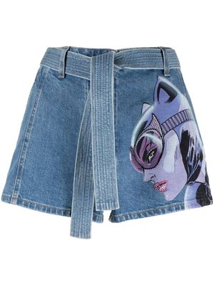 LANVIN tied-waistband mini shorts - Blue