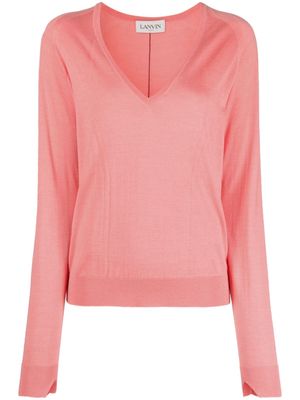 Lanvin V-neck fine-knit jumper - Pink