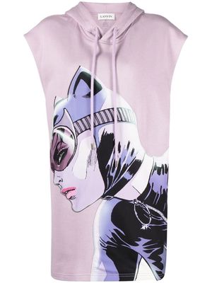 LANVIN x DC Comics Catwoman-print sleeveless hoodie - Purple