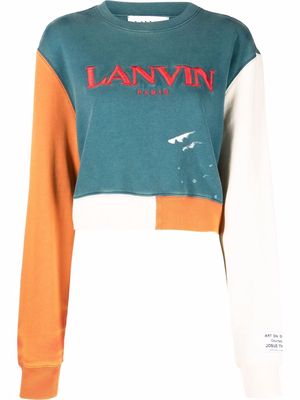 LANVIN x Gallery Dept. embroidered logo cropped sweatshirt - Blue