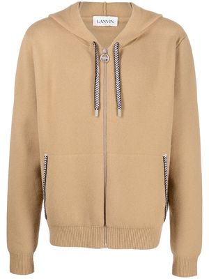 Lanvin zip-fastening drawstring hoodie - Neutrals