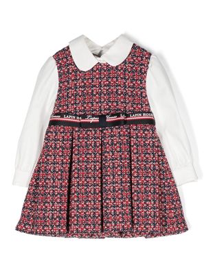 Lapin House bouclé pleated dress - Red