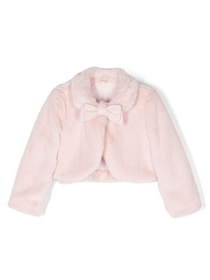Lapin House bow-detail faux fur jacket - Pink