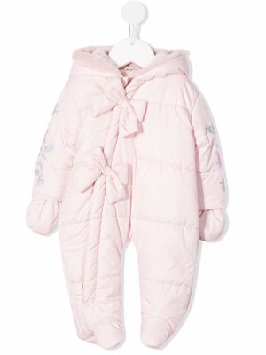 Lapin House bow detail padded coverall - Pink