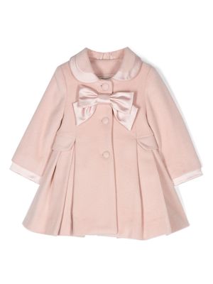 Lapin House bow-detail pleated wool coat - Pink