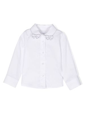 Lapin House bow-embroidered cotton blend shirt - 930 WHITE