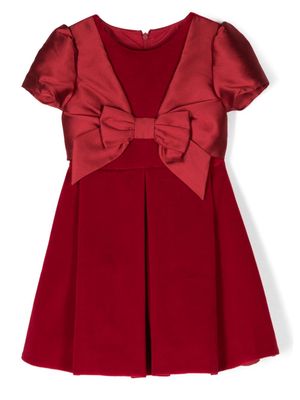 Lapin House bow velvet-effect minidress - Red