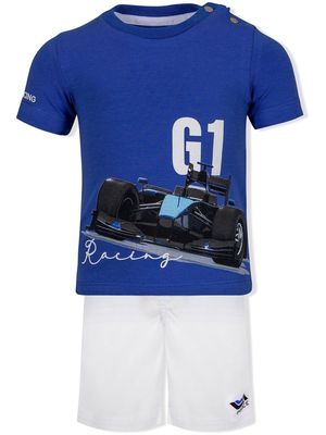 Lapin House car print T-shirt and shorts set - Blue