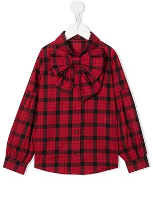 Lapin House checked long-sleeved shirt - Red