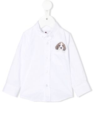 Lapin House dog-print button-down shirt - White