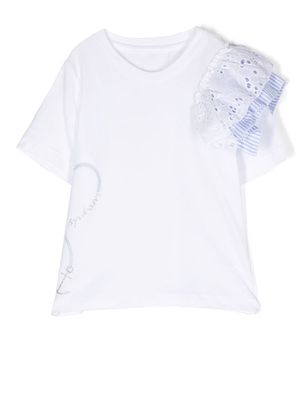 Lapin House embroidered sleeve T-shirt - White