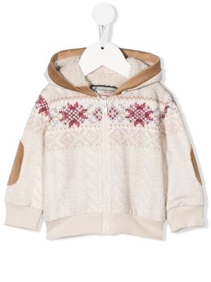 Lapin House fair isle-knit zip-up hoodie - Neutrals