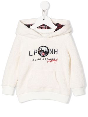 Lapin House faux-shearling embroidered hoodie - White