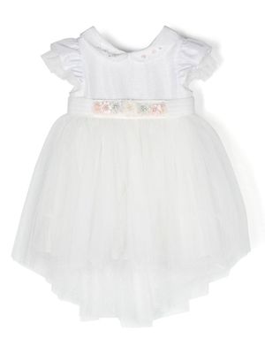 Lapin House floral-detail tulle dress - White