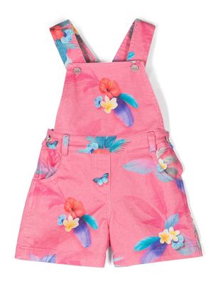 Lapin House floral-print cotton blend dungarees - Pink