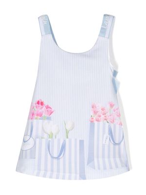 Lapin House floral-print sleeveless dress - Blue