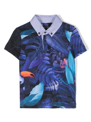 Lapin House graphic-print piqué polo shirt - Blue