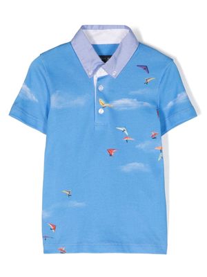 Lapin House graphic-print piqué-weave polo shirt - Blue