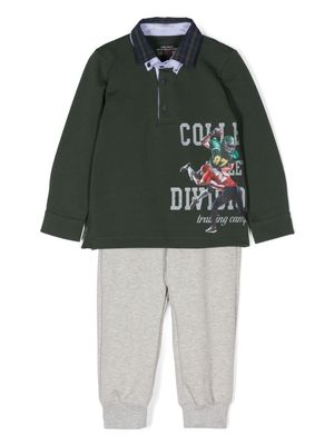 Lapin House graphic-print zip-up tracksuit - Green
