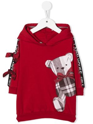 Lapin House hooded bear-print dress - Red