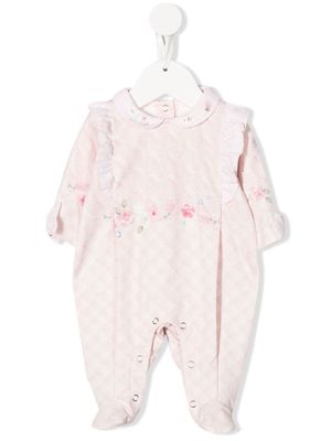 Lapin House knitted floral-embroidered babygrow - Pink