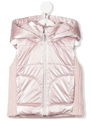 Lapin House knitted panel hooded gilet - Pink