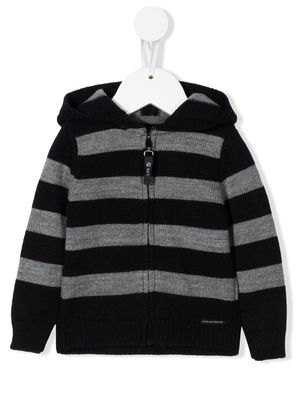Lapin House knitted striped hoodie - Black