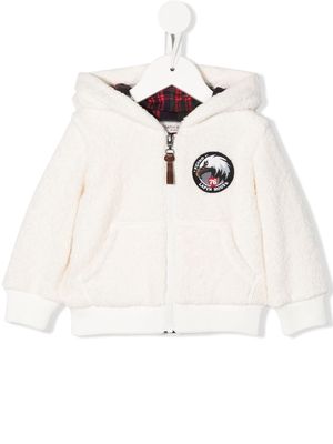 Lapin House logo-patch fleece hoodie - White