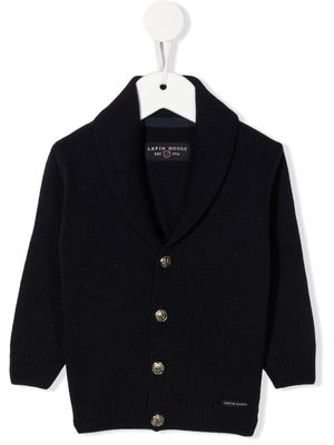 Lapin House logo patch rib-trimmed cardigan - Blue