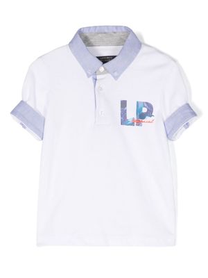 Lapin House logo-print cotton polo shirt - White