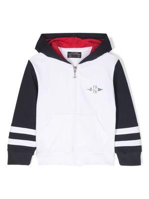 Lapin House logo-print zipped hoodie - White