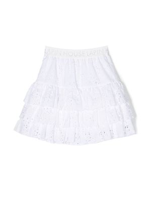 Lapin House macramé ruffle mini skirt - White