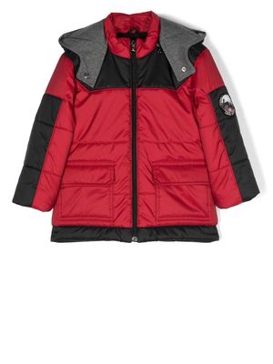 Lapin House panelled hooded padded jacket - Red