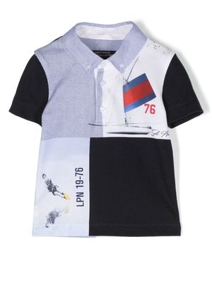 Lapin House patchwork polo shirt - White