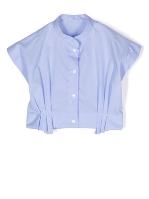 Lapin House pinstriped pleated cropped shirt - Blue