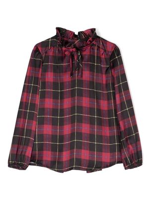 Lapin House plaid long-sleeve blouse - Red