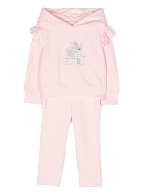 Lapin House pop-up ear hooded tracksuit set - Pink